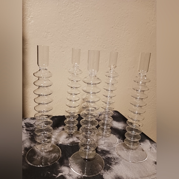 Bubble Glass Candle Holders 5pc - Picture 2 of 6